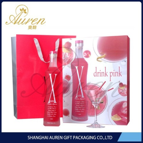 Flat wine rigid boxes wine glass packaging red wine box