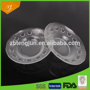 clear glass plate with flower design