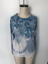 Round neck lace tie-dye short sleeves top