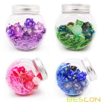 Bescon 35pcs Polyhedral RPG Dice Emeralds Set, DND Role Playing Game Dice Green Sets 5X7pcs