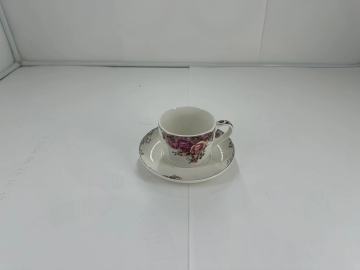 ceramic coffee cup with tray
