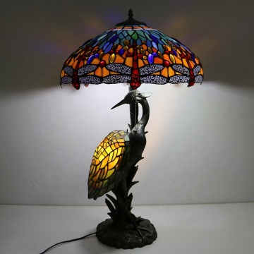 LongHuiJing 18Inch Dragonfly Stained Glass Lamp