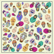 Russian Dolls Bandana,Good Quality Silk Chiffon Shawl Wraps