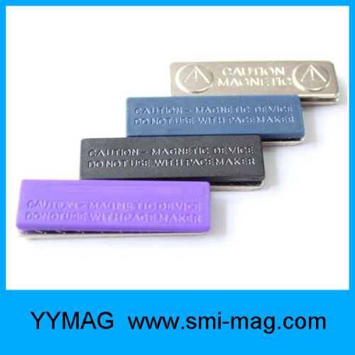 silver magnetic name badge holder with printing