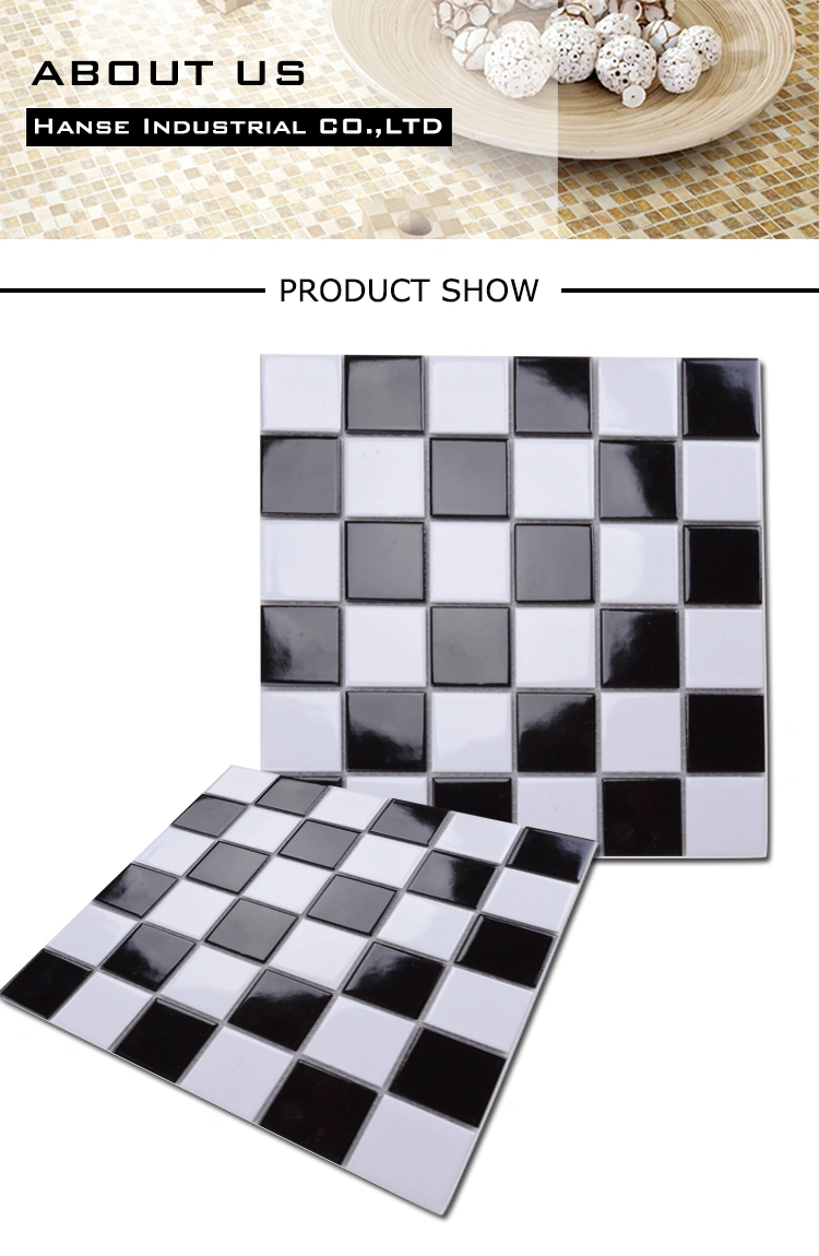 Simple Design Black and White Mosaic Tile Bathroom Floor