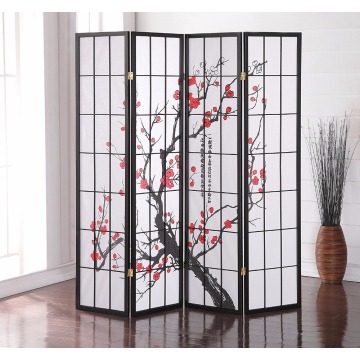 4 Panel Folding Privacy Wood Screen Room Divider