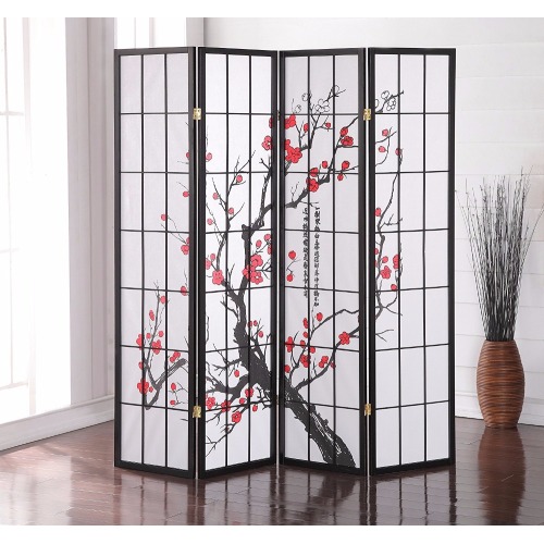 4 Panel Folding Privacy Wood Screen Room Divider