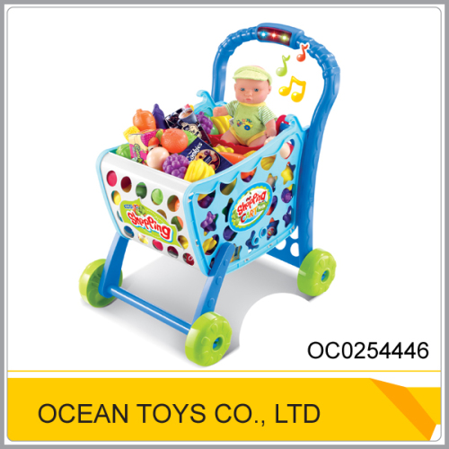 Hot sale hand interaction supermarket shopping toy car shopping trolley with light and sound OC0254446