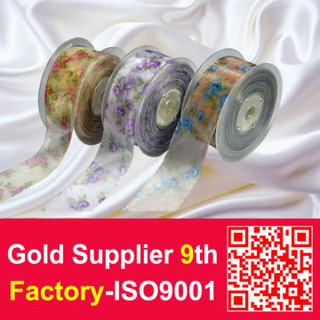 Flower Printed Organza Ribbon