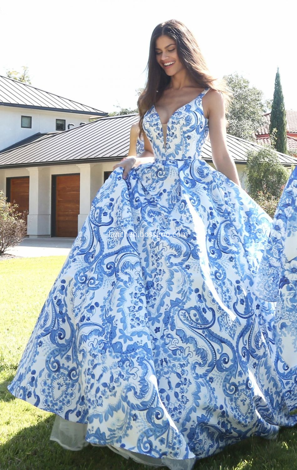 Printed Mikado Prom Dresses