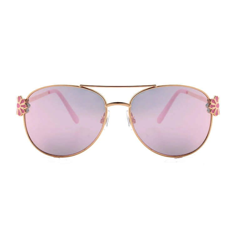 2021 Pink Mirror with Bar Metal Kids Sunglasses