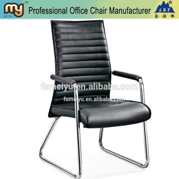 Ribbed back full leather visitor chair with chrome frame-D8808