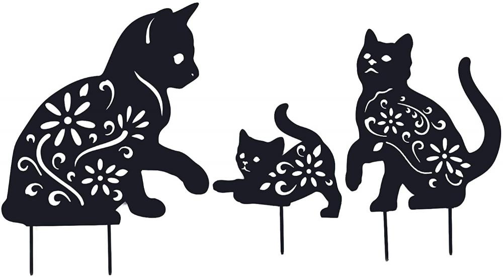 Taruhan taman dekoratif kucing logam