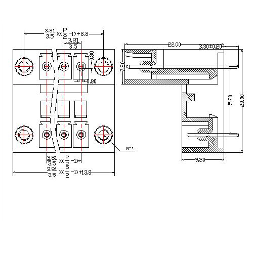 AT2500TV-3.5／3.81XXX-EFS Plug-in Terminal Block  Vertical WF Pitch3.5／3.81 