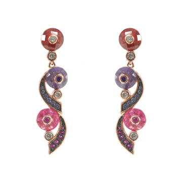 Sterling Silver Multicolor CZ Dangle Drop Earrings