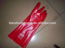 Long sleeve red PVC working gloves