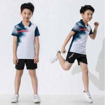 Camisa de badminton para meninos em tecido funcional