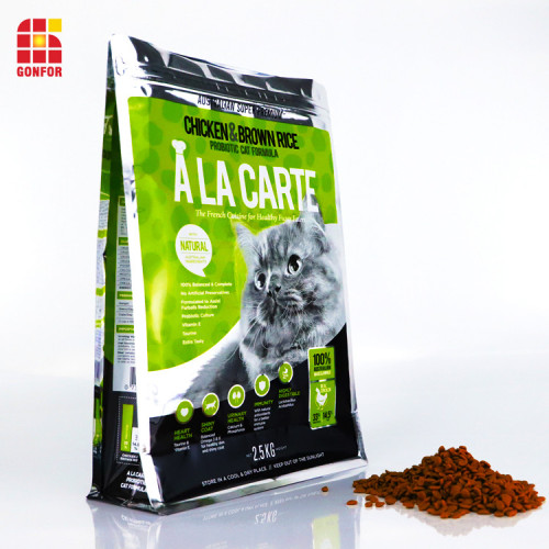 Sac de poche à fond plat en aluminium 2,5 kg de nourriture pour chats