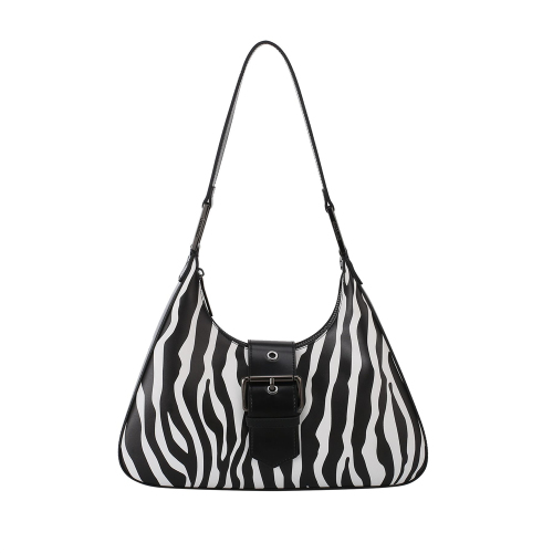 Stylish Leather Zebra Print Hobo Shoulder Bag