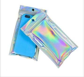 OEM  3 side sealed small holographic plastic laser printing zip hologram bag