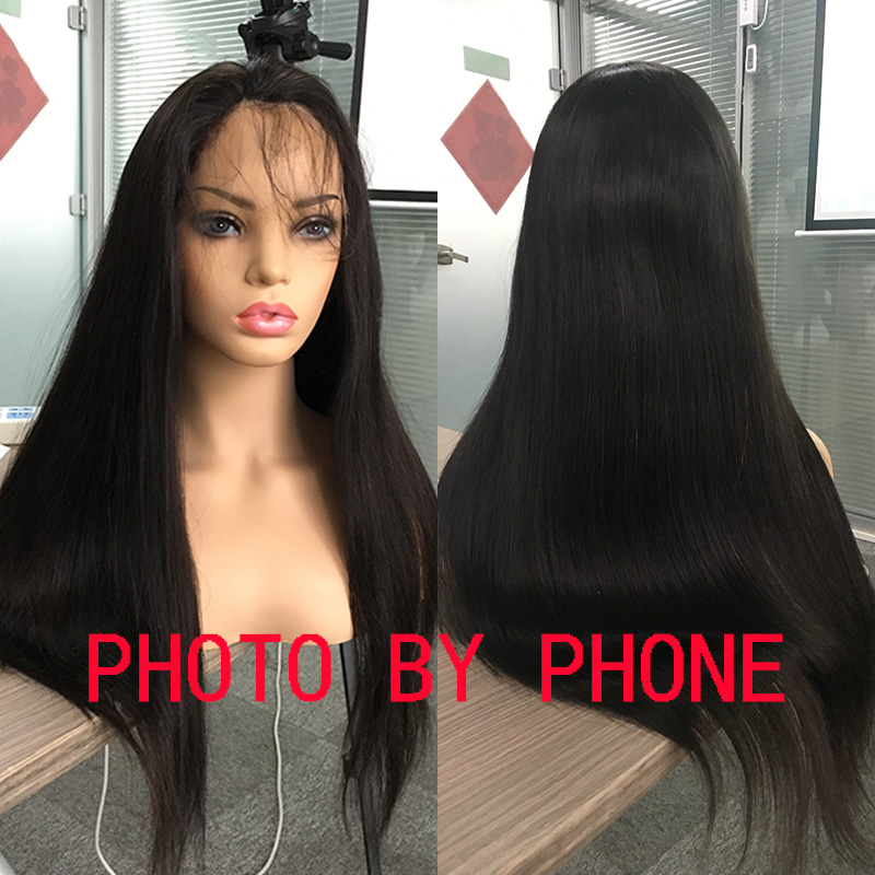 Silk Full Lace Wigs Straight Virgin Chinese Hair Thick 180% Density Bleached Knots Transparent Thin Film Lace Wig