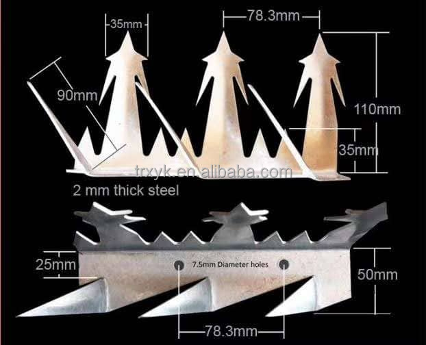 Harrow spikes, anti-climbing thorn, anti-climbing thorn nail