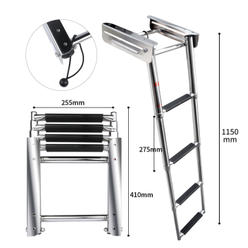 Stainless Steel Telescoping Extension Boat Ladder - 4 Step Boat Accessory