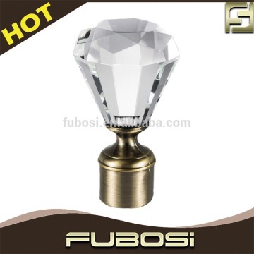 New design fancy glass curtain rod finials for curtain pole