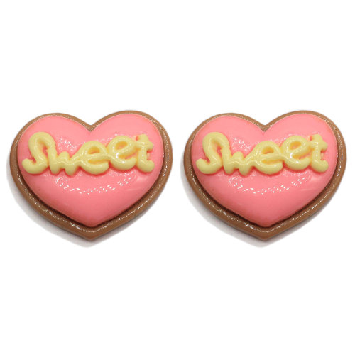 Colorful Sweet Heart Biscuits Resin Decoration Craft Falt back Cabochon Scrapbooking Hair bow Center Embellishments DIY