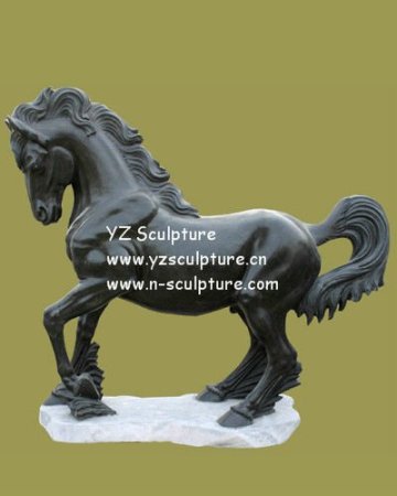 Black Marble Horse Statue (AMS-B051)