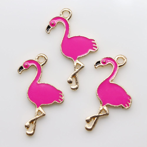 Legering Roze Emaille Flamingo Kunstmatige Vogel Hanger Bedels Voor Oorbel Armband DIY Accessoires Metallic Sieraden Maken: