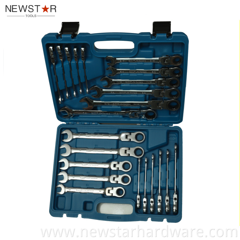 24pcs Black Ratchet Caixa de ferramentas Spanner ajustável
