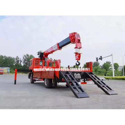 DFAC D9 Flatbed Cargo Truck Mounted Crane