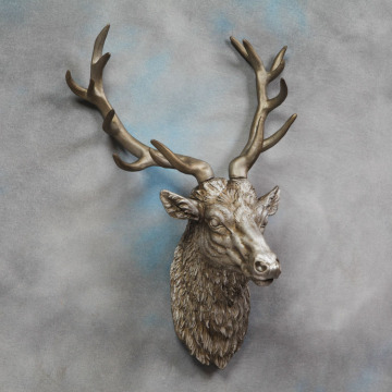 China factory carved life size golden bronze copper deer head statues