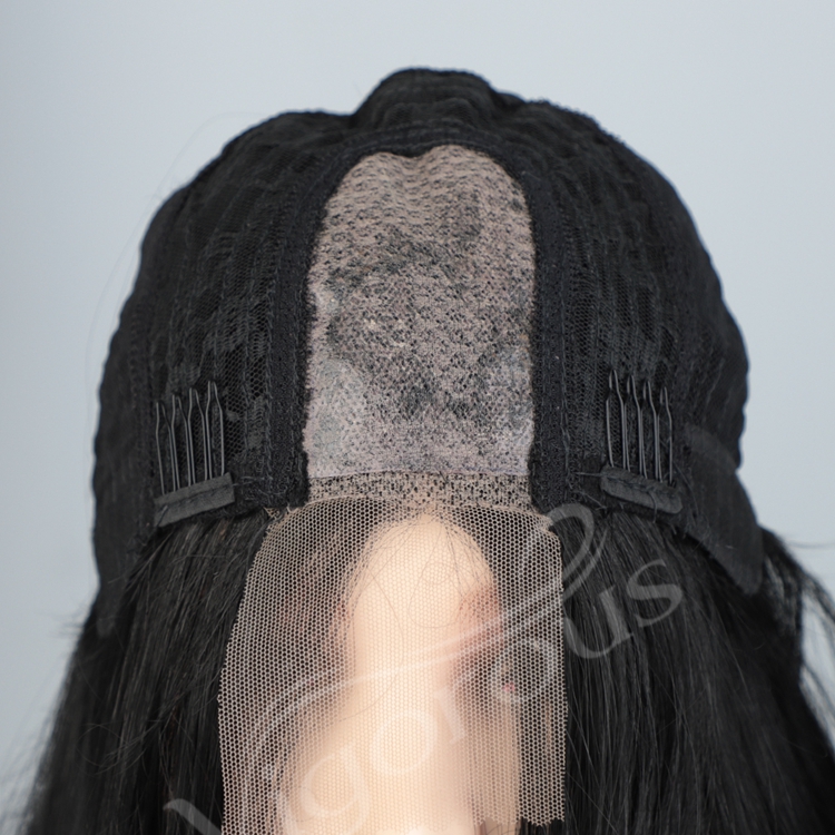 Vigorous New Fashion Cheap For Women Long Black Water Wave Fiber Heat Resistant Afro Curly Synthetic Lace Front Wig