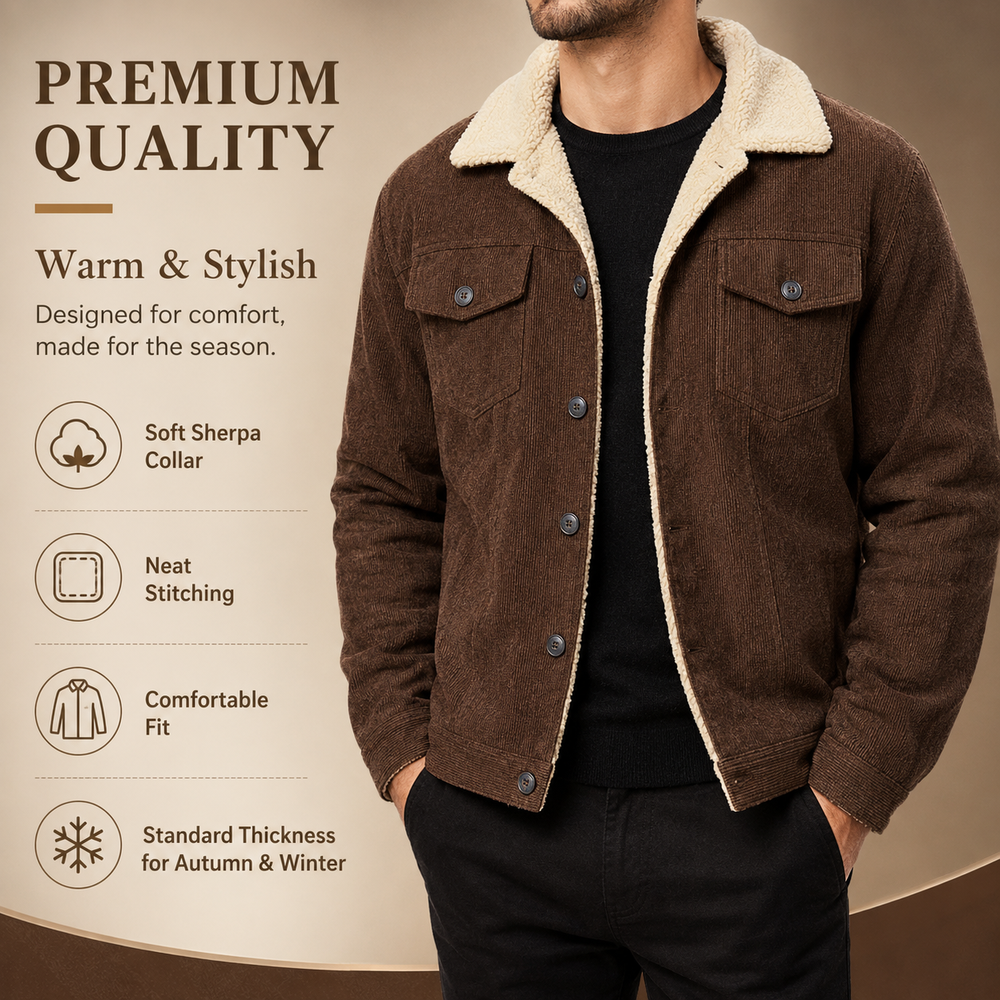 Мужская зимняя винтажная куртка-бомбер на подкладке из шерпы Men's Winter Sherpa Lined Vintage Bomber Jacket