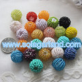 18/20/25MM Acrylic Chunky Woven Beads Covered With Colorful Glass Seed Beads