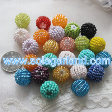 18/20 / 25MM Acryl Chunky Woven Perlen mit bunten Glasperlen bedeckt