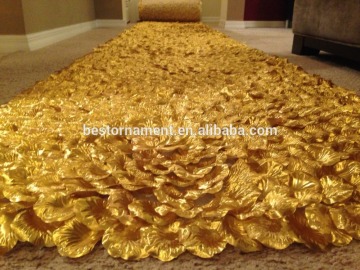 Gold Silk Rose Petal Aisle Runner
