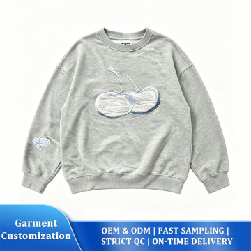 Grau meliertes Sweatshirt mit Kirsch-Print