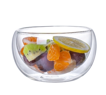 High Borosilicate Heat Resistant Double-layer Glass Fruit Salad Bowl