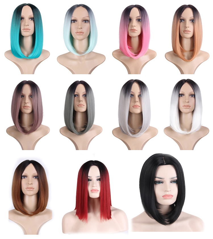 Fashion August Dark Bottle Green Ombre Color Synthetic Bob Wigs Wholesale Cheap Price