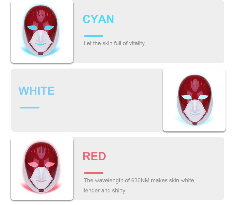Skin rejuvenation beauty machine 7 color  led light multi-function LED beauty mask
