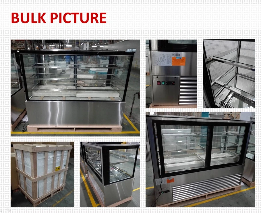 Stainless Steel Back Sliding Door Cake Display Cabinet Fridge Glass Door