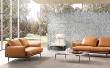 Living Room Orange Genuine Leather Sofa Recliners