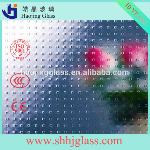 Shahe Haojing clear printing diamond amber beehive patterned glass figured glass rolled glass