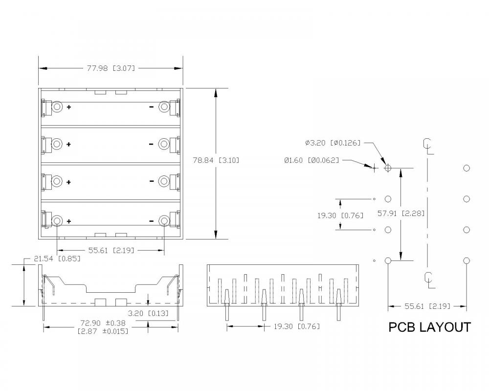 4 ชิ้นที่ยึดแบตเตอรี่สำหรับ Li-ion 18650 Dip