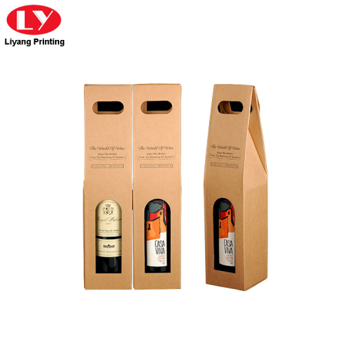 kraft paper wine box with die cut handle