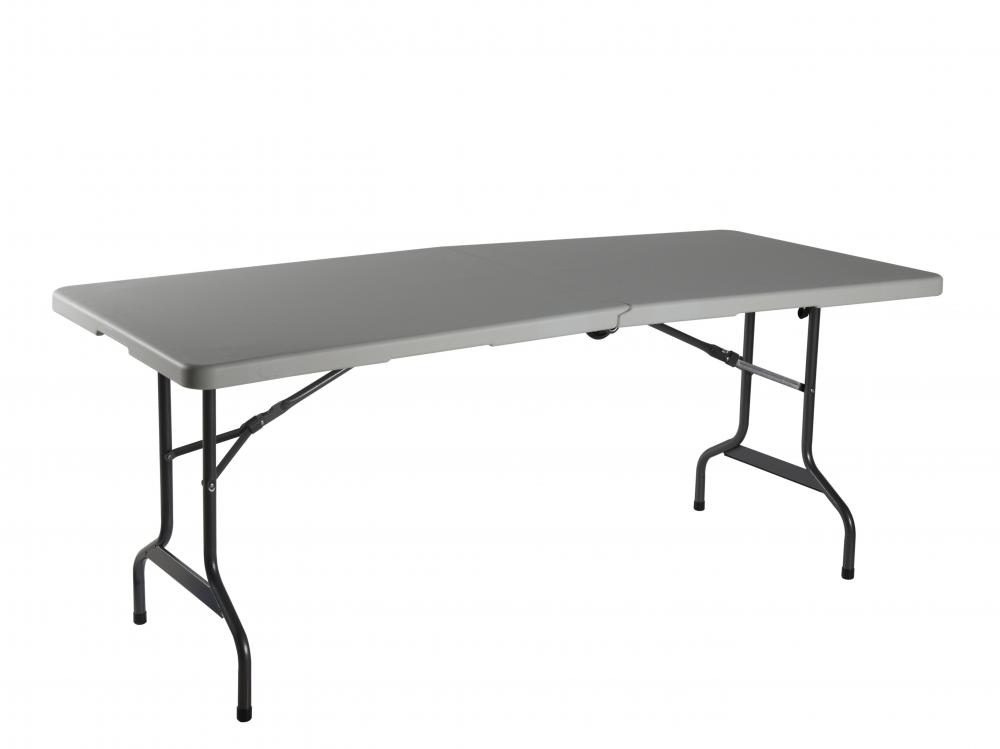 5 foot white plastic fold in half table