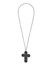 Fat cross pendant necklace silver plated